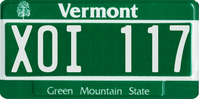 VT license plate XOI117