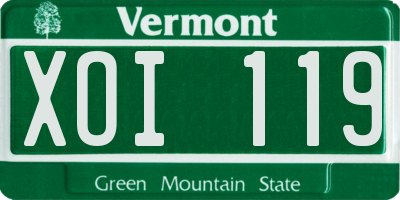 VT license plate XOI119