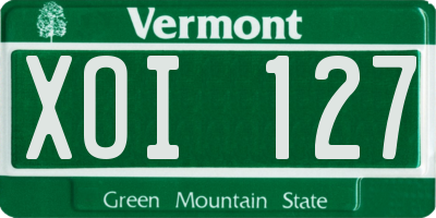 VT license plate XOI127