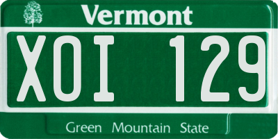 VT license plate XOI129