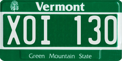 VT license plate XOI130