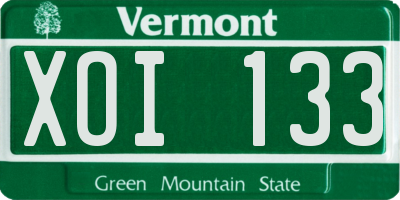VT license plate XOI133
