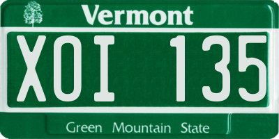 VT license plate XOI135