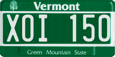 VT license plate XOI150