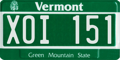 VT license plate XOI151