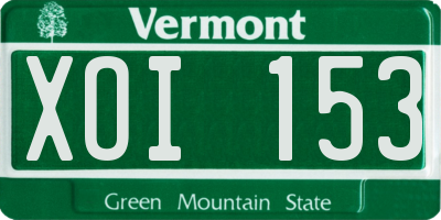 VT license plate XOI153