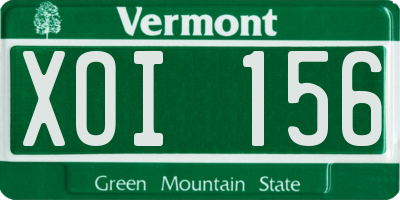 VT license plate XOI156