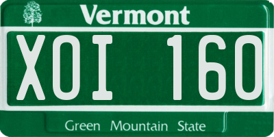 VT license plate XOI160