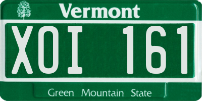 VT license plate XOI161