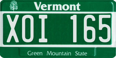 VT license plate XOI165