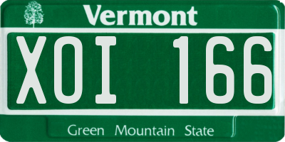 VT license plate XOI166