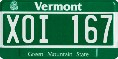 VT license plate XOI167