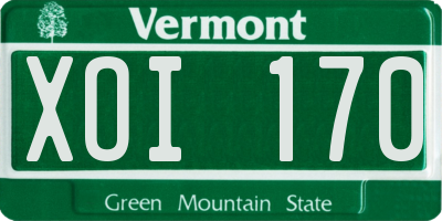 VT license plate XOI170