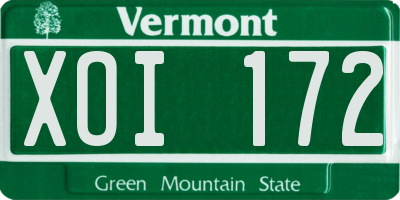 VT license plate XOI172