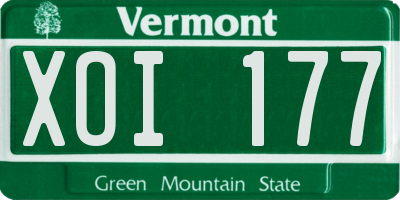VT license plate XOI177
