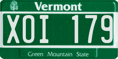 VT license plate XOI179