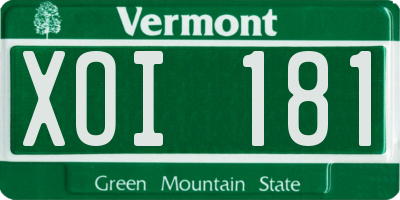 VT license plate XOI181