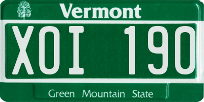 VT license plate XOI190