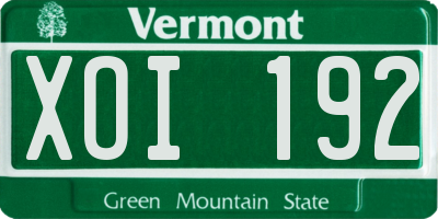 VT license plate XOI192