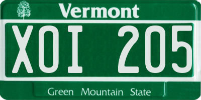 VT license plate XOI205