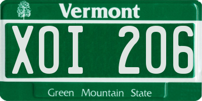 VT license plate XOI206