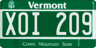 VT license plate XOI209