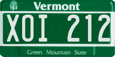 VT license plate XOI212