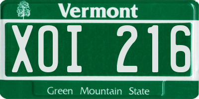 VT license plate XOI216