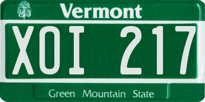 VT license plate XOI217