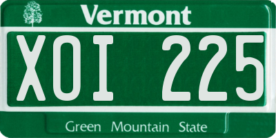 VT license plate XOI225