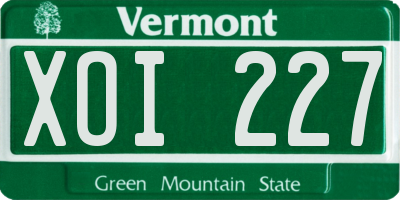 VT license plate XOI227