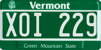 VT license plate XOI229