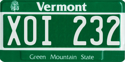 VT license plate XOI232