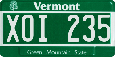 VT license plate XOI235
