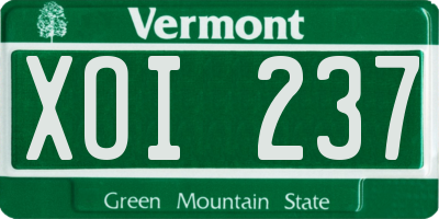 VT license plate XOI237
