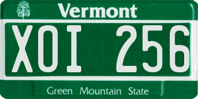 VT license plate XOI256