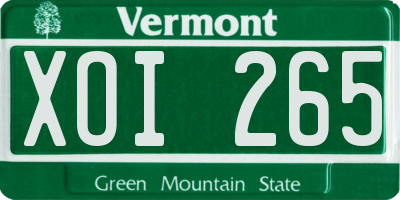 VT license plate XOI265