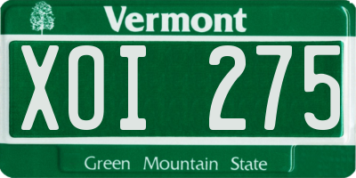 VT license plate XOI275