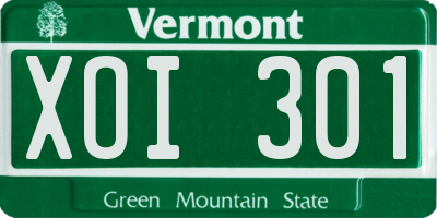 VT license plate XOI301