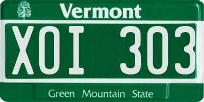 VT license plate XOI303