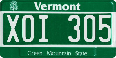 VT license plate XOI305