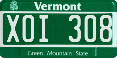 VT license plate XOI308