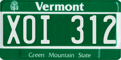 VT license plate XOI312