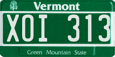 VT license plate XOI313