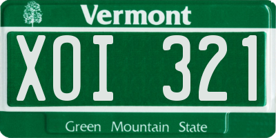 VT license plate XOI321