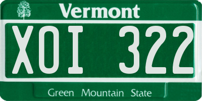 VT license plate XOI322