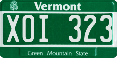 VT license plate XOI323