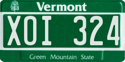 VT license plate XOI324