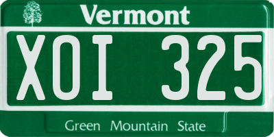 VT license plate XOI325