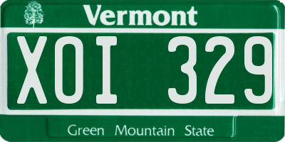 VT license plate XOI329